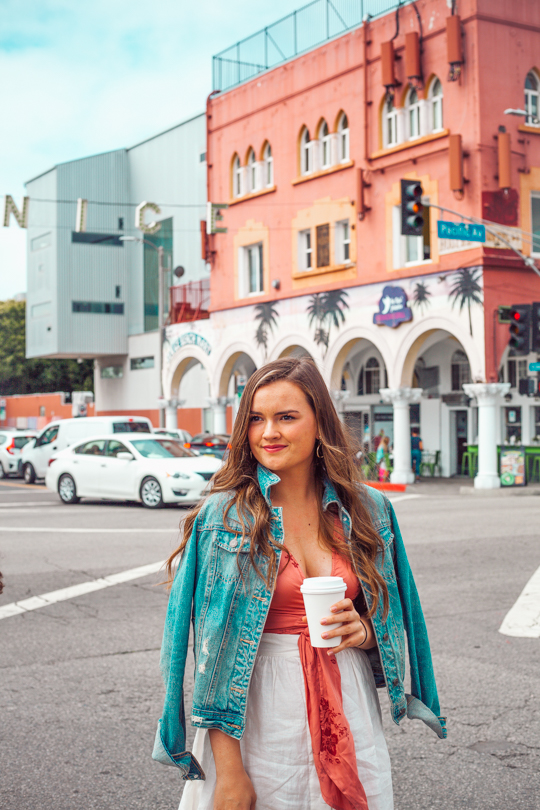 billabong wrap top and white midi skirt in venice, ca- simplypoisedfashion.com @rachellaurenlucy