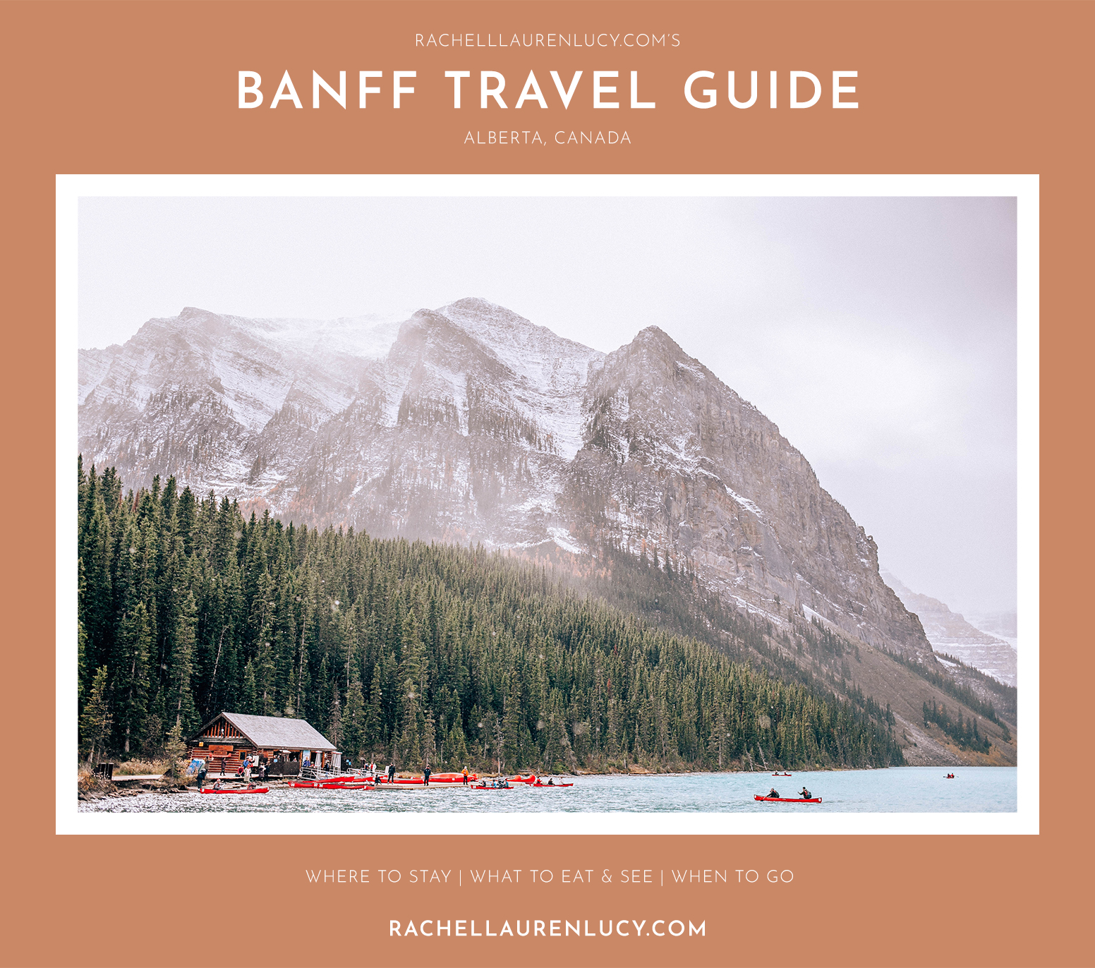 Banff Travel Guide on Rachellaurenlucy.com. Where to stay in Banff, what to do in Banff and where to eat in Banff. Our fall trip to Banff was a dream and we rounded up our favorite Banff lakes and hotels for you. Plus, we tell you when to go to Banff and how to get there!