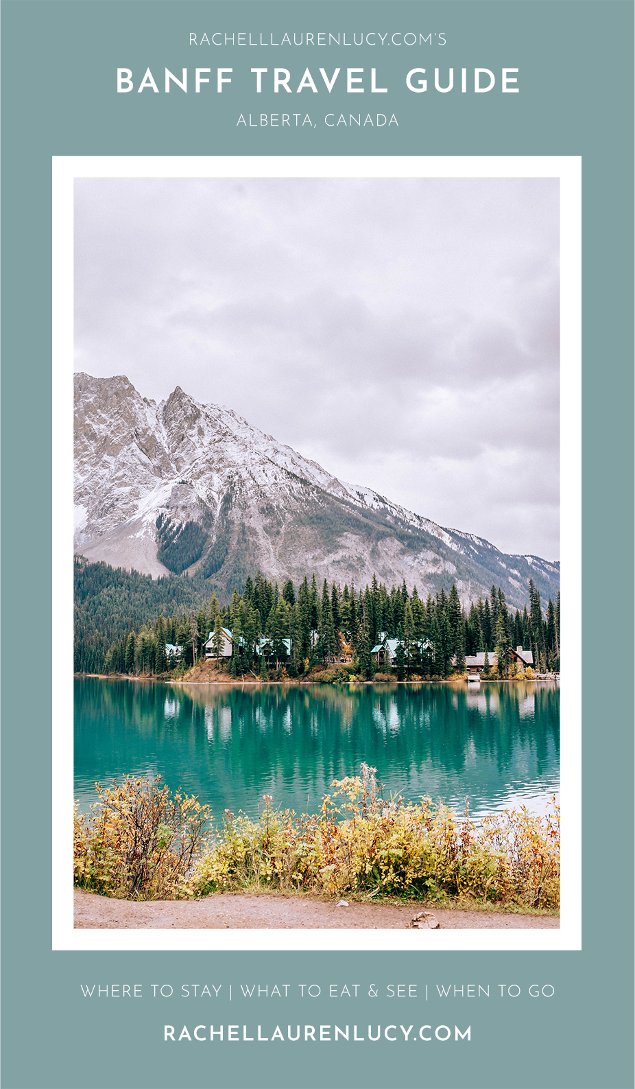 Banff Travel Guide on Rachellaurenlucy.com. Where to stay in Banff, what to do in Banff and where to eat in Banff. Our fall trip to Banff was a dream and we rounded up our favorite Banff lakes and hotels for you. Plus, we tell you when to go to Banff and how to get there!